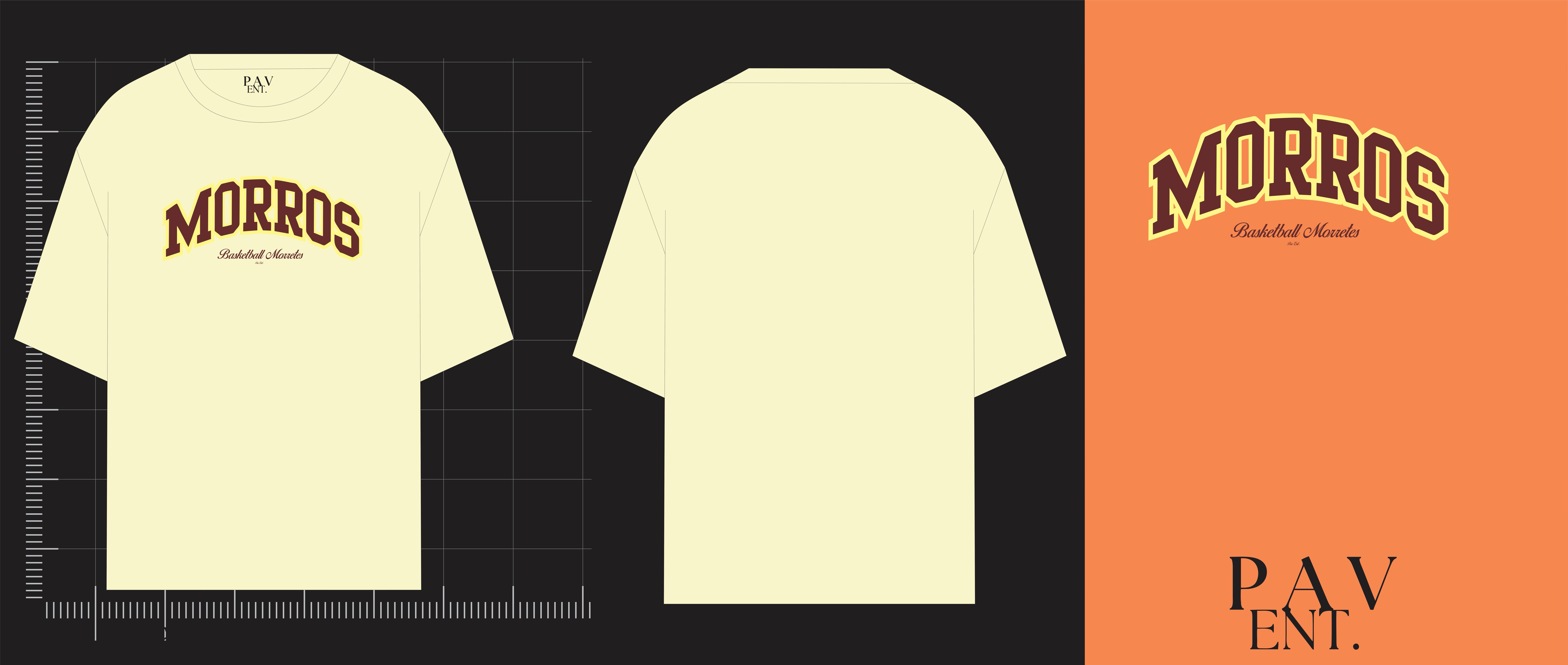 Morros Basketball — camiseta creme, vista de frente e costas